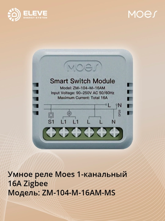 Умное реле Moes 16A Zigbee - 