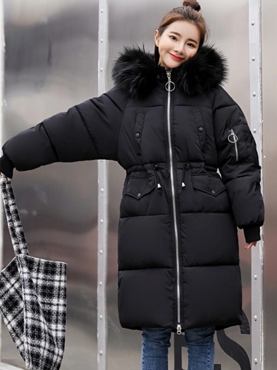 Kurtka ayollar uchun, issiq uzun kurtka - EllyFashion kapyushonli, qishki oversize puxovik