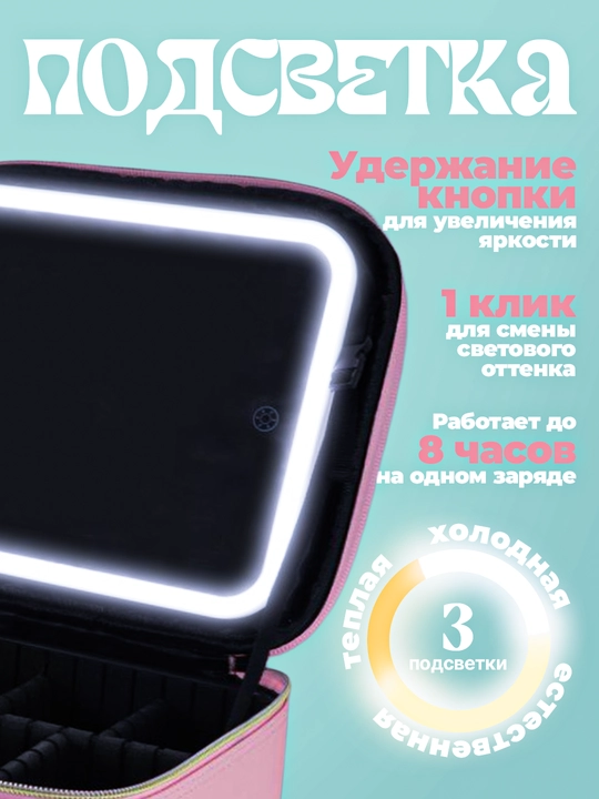 Kosmetik sumka, namga chidamli, keys kosmetika uchun, bo‘limli, cho‘tkalar uchun orgayner