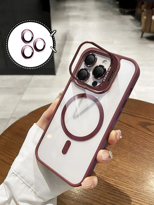 Чехол с MagSafe на iPhone 11, 12, 13, 14, 15, 16, 17, Pro, Max, айфон Mini, прозрачный, с подставкой