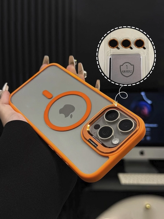 Чехол с MagSafe на iPhone 11, 12, 13, 14, 15, 16, 17, Pro, Max, айфон Mini, прозрачный, с подставкой