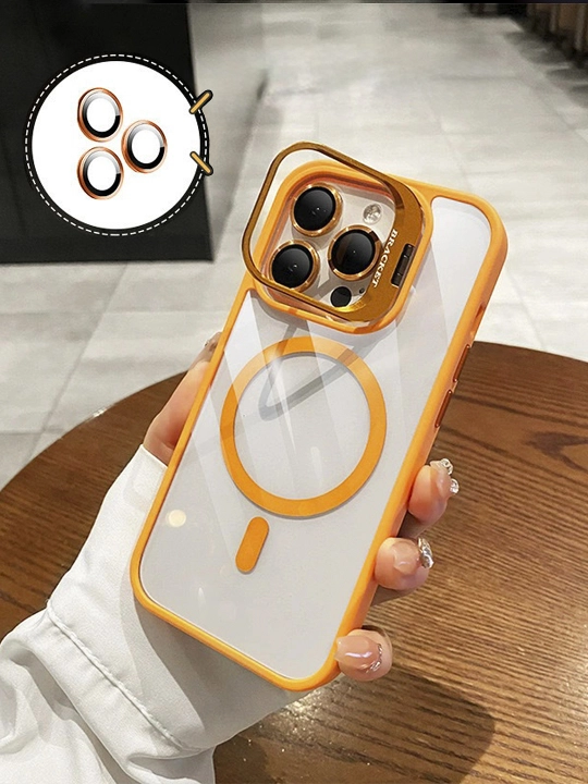 Чехол с MagSafe на iPhone 11, 12, 13, 14, 15, 16, 17, Pro, Max, айфон Mini, прозрачный, с подставкой