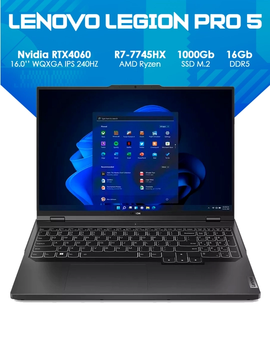 Ноутбук Lenovo Legion 5 Pro 16ARX8 AMD R7-7745HX 16GB DDR5 1TB RTX4060 16WQXGA - 