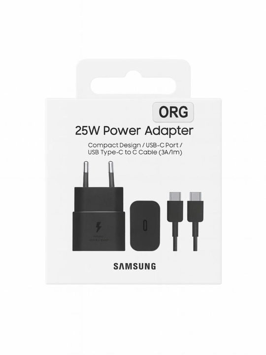 Блок питания Samsung Type-C, мощностью 25 Вт, с кабелем и зарядным устройством USB-C - 