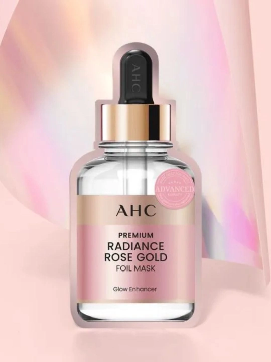 AHC Radiance Rose Gold Foil Mask - yorqinlashtirish va oqartirish bir dona niqobda