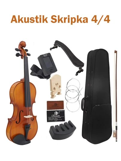 Akustik skripka 1/2-3/4-4/4, 8 ta cholg‘udan iborat 1 ta to‘plam, g‘ilofli 10