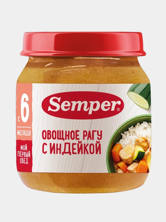 Овощное рагу Semper с индейкой 100 г, 6 м+ - 