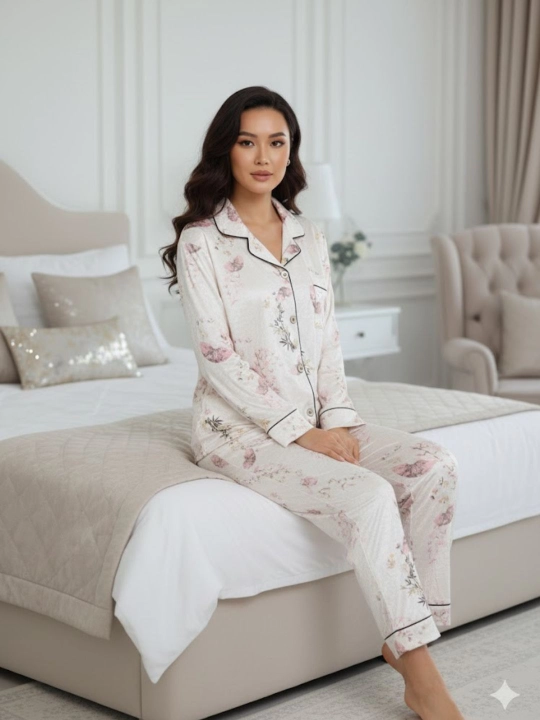 Ayollar uchun pijama, velyur mato, 4 talik uy kiyimlar to‘plami