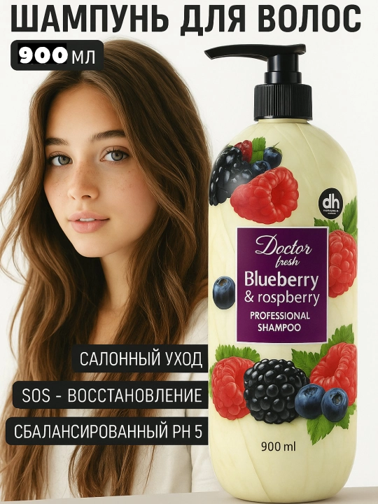Soch uchun shampun Doctor fresh, chuqur tiklanish, amino komplesi bilan, 900 ml - 