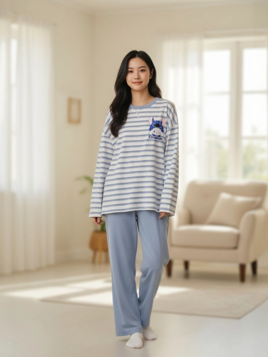 Ayollar uchun shimli pijama, bosma naqsh, uy kostyumi, o‘lchami M-XXL