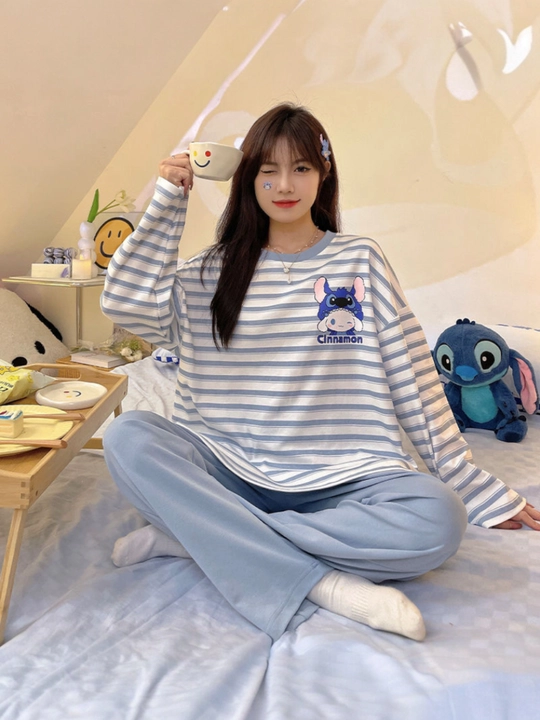 Ayollar uchun shimli pijama, bosma naqsh, uy kostyumi, o‘lchami M-XXL