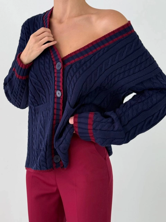 Ayollar uchun zamonaviy to‘qilgan kardigan, Oversize, Turkiya