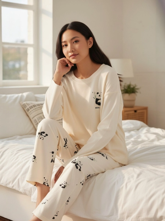 Ayollar uchun shimli pijama, bosma naqsh, uy kostyumi, o‘lchami M-XXL
