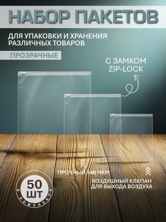 Zip Lock пакеты для упаковки, хранения аксессуаров, 50 штук - 