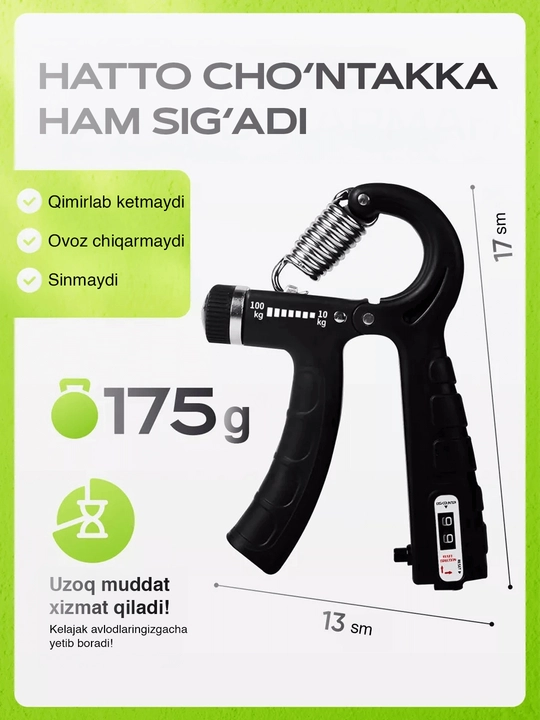 Regulyatorli espander qo'l barmoqlari va bilak mashqlari uchun 10 - 100 kg