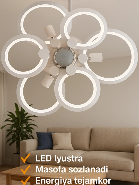 Люстра LED, музыкальная, с пультом, 3 режима освещения, для спальни, зала, кухни