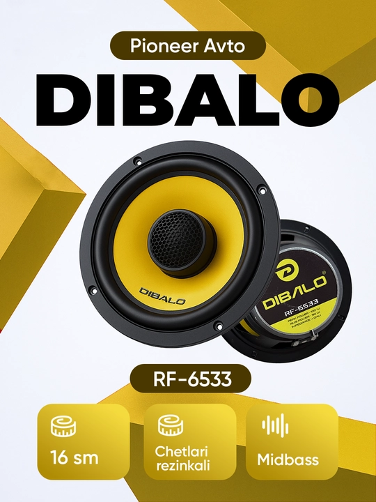 Dibalo RF-6533 16 см Midbass Для автомобилей Gentra, Cobalt, Tracker, Onix, Monza и других - 