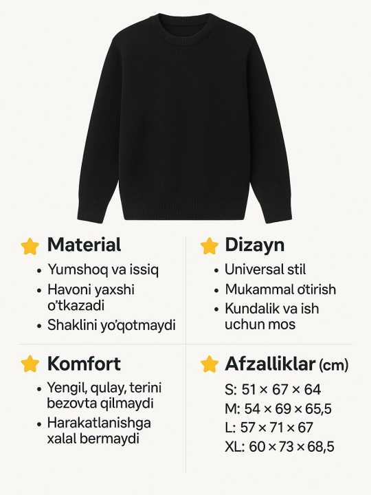 Erkaklar uchun sviter, issiq, qulay va zamonaviy sovg‘a
