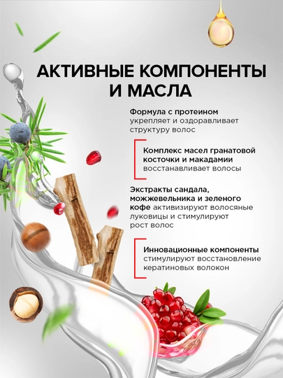 Бессульфатный шампунь и гель для душа 2в1 мужской SYNERGETIC "Энергия и сила", 750 мл