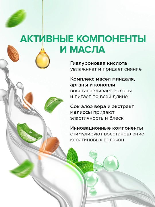 Бессульфатный шампунь SYNERGETIC "Интенсивное увлажнение и блеск", 750 мл
