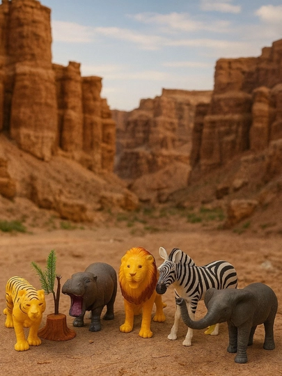 Набор игрушек "Африканские животные" (5 предметов) — FIVEPL-AFRIKA-ЖЕЛТ