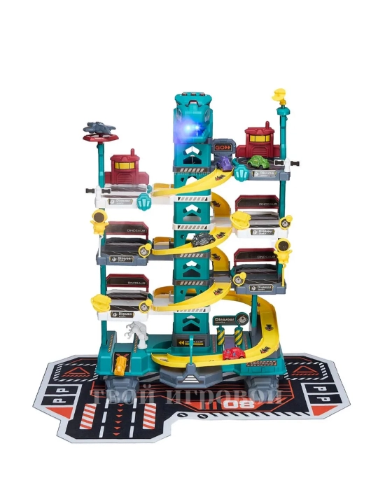 Playset yo'lidagi to'xtash joyi - joy va dinozavr