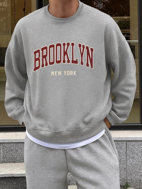 Erkaklar va ayollar svitshotlari, oversize, kuz-qish BROOKLYN sport uslubi - 