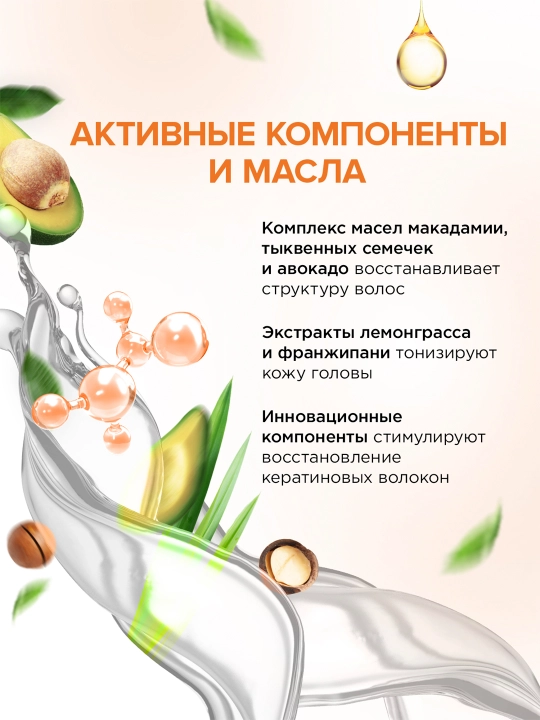 Sulfatsiz shampun SYNERGETIC "Maksimal ovqatlanish va tiklash", 400 ml