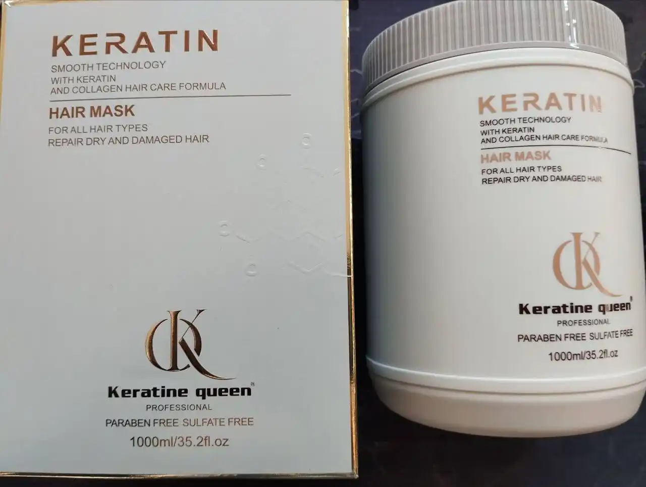 Keratin Queen soch maskasi, keratin va argan yog'i bilan, tiklash uchun, 1000 ml