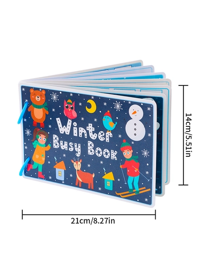 Bolalar uchun o'quv kitobi va alifbosi Busybook, lipuchkali Montessori kitobi