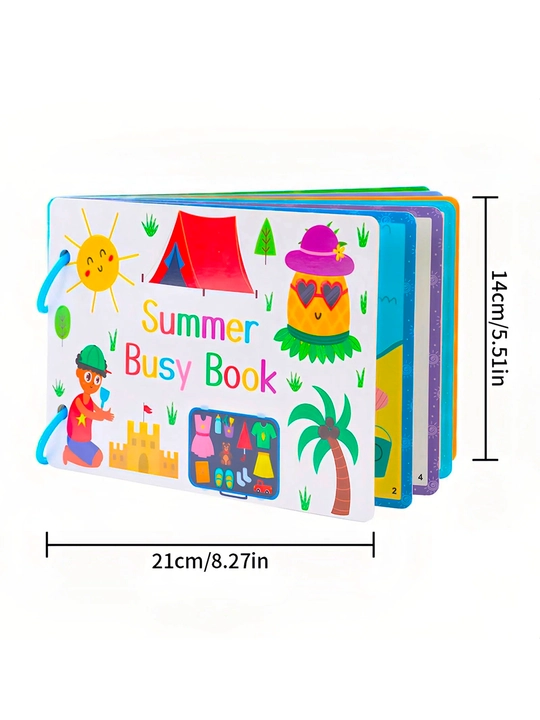 Bolalar uchun o'quv kitobi va alifbosi Busybook, lipuchkali Montessori kitobi