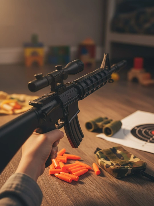 Детский игрушечный автомат и пистолет,игрушечное оружие с лазером и звуком, набор, 3+ года