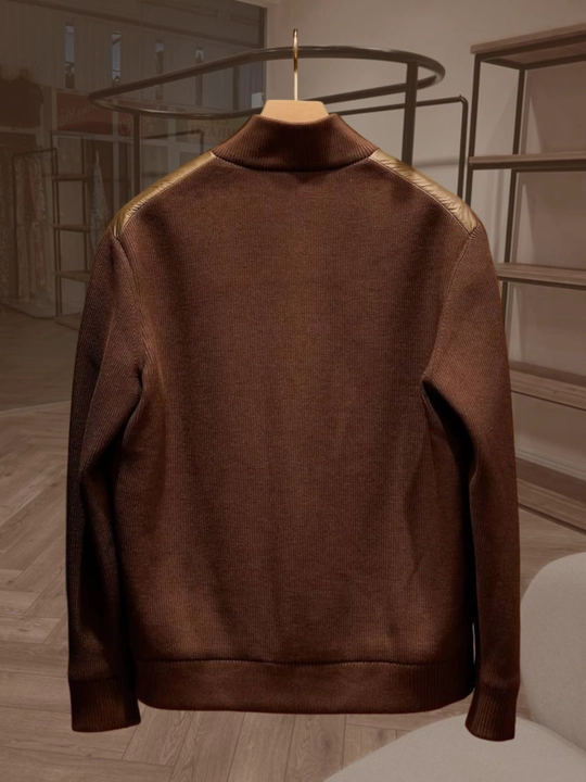 Erkaklar uchun tikuvli old qismi va trikotaj yengli kombinatsiyalangan kurtka (M–XXXL)