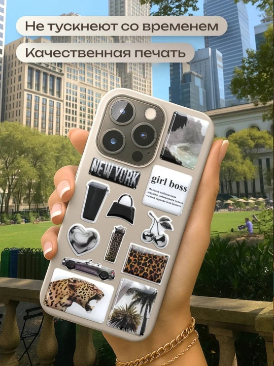 3D stikerlar to'plami telefon va kompyuterlar uchun, nakleykalar