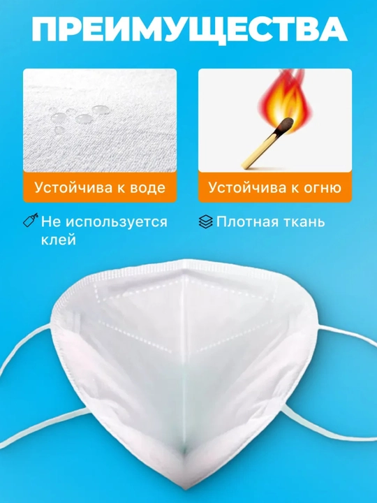 Tibbiy himoya niqobi KN95 FFP2 – klapansiz Respirator 5 dona