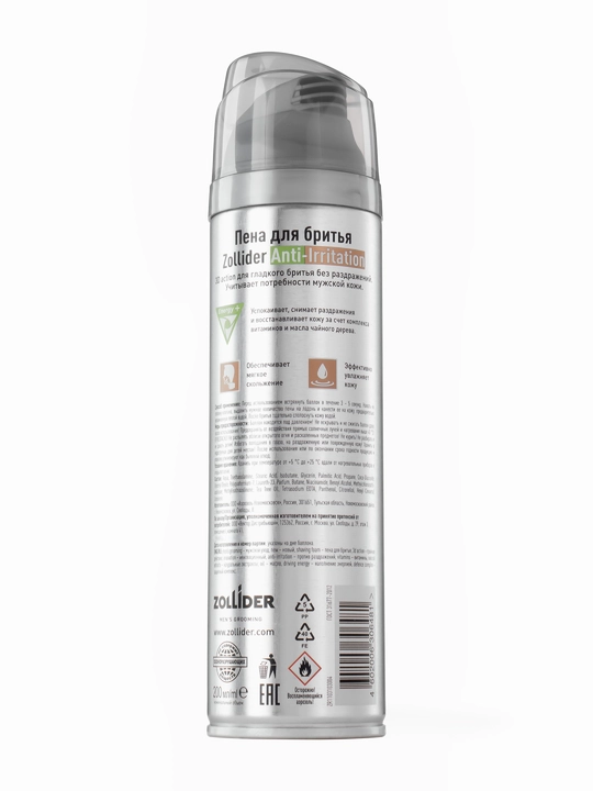 ZOLLIDER Anti-Irritation soqol olish ko‘pikli krem 200 ml: "6/24"