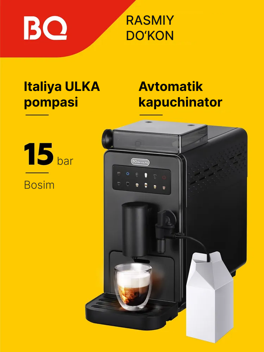 Avtomatik qahva mashinasi BQ CM9003, Milk froth system,italyancha nasos ULKA 15 bar