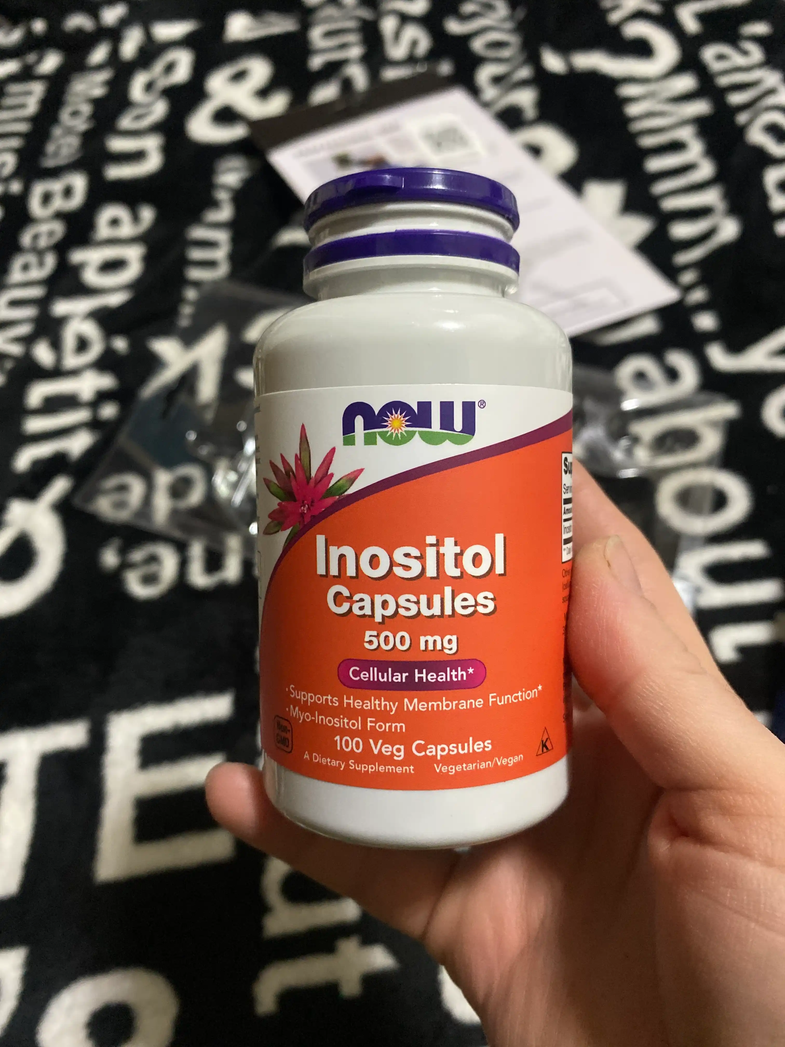 NOW Supplements, Inositol 500 mg, membrana va hujayra salomatligi, 100 kapsula Halol
