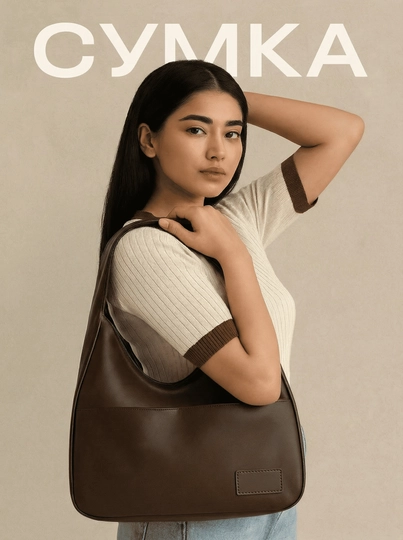 Сумка женская через плечо, из экокожи, большая тоут, формат А4 — VELLOR-TOUT-КОРИЧН