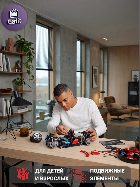 Formula 1 poyga mashinasi konstruktori, katta model 1:8 Technic, LEGO bilan mos keladi