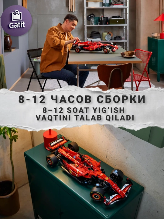 Formula 1 poyga mashinasi konstruktori, katta model 1:8 Technic, LEGO bilan mos keladi