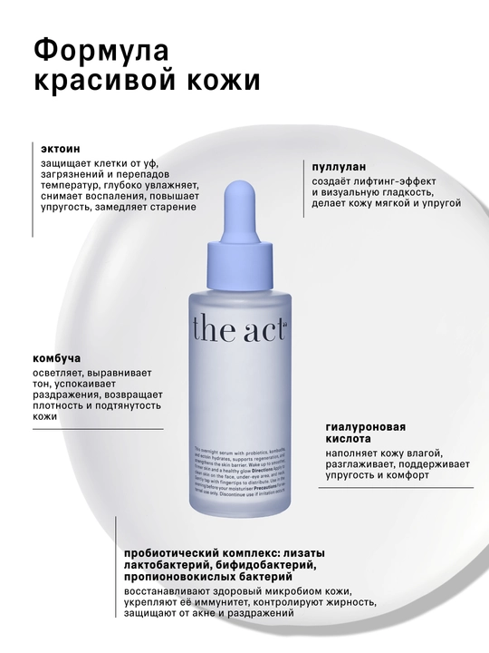 Набор для лица, сыворотка кислотная, ночная, с пробиотиками, с церамидами, антиоксидантная