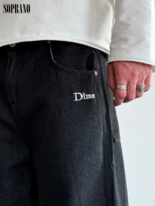 Keng baggi jinsi shimlar Dime, erkaklar, ayollar va o‘smirlar uchun, o‘lchamlari S-XXL