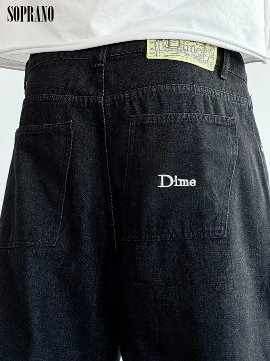 Keng baggi jinsi shimlar Dime, erkaklar, ayollar va o‘smirlar uchun, o‘lchamlari S-XXL