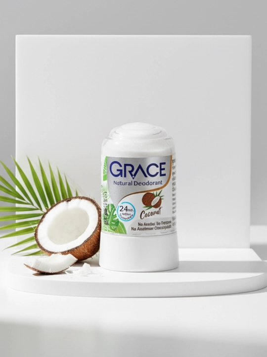 Grace Natural Crystal Deodorant Stick 50g, kokos va aloe ekstrakti bilan