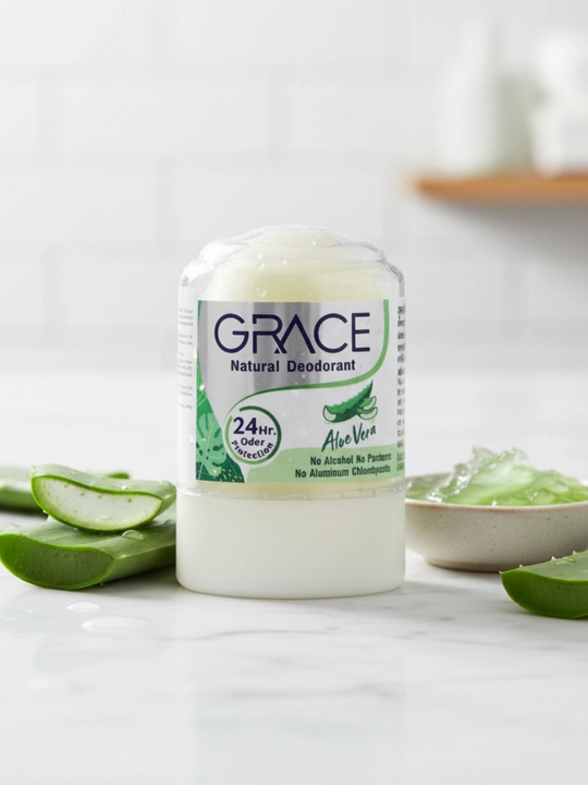 Grace Natural Crystal Deodorant Stick 50g, kokos va aloe ekstrakti bilan