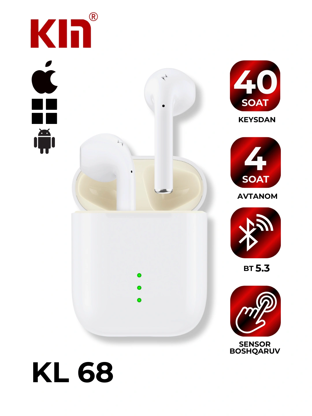 Kin Bluetooth Headset Sport Bluetooth KIN quloqchinlari 69000 so'mga 54% chegirma bilan. Uzum ...
