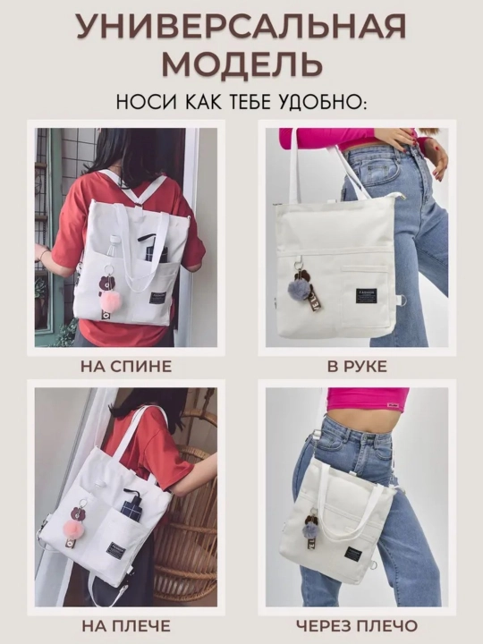 Сумка шоппер женский через плечо на молнии, спортивный рюкзак в школу, шоппер 