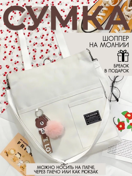 Сумка шоппер женский через плечо на молнии, спортивный рюкзак в школу, шоппер 