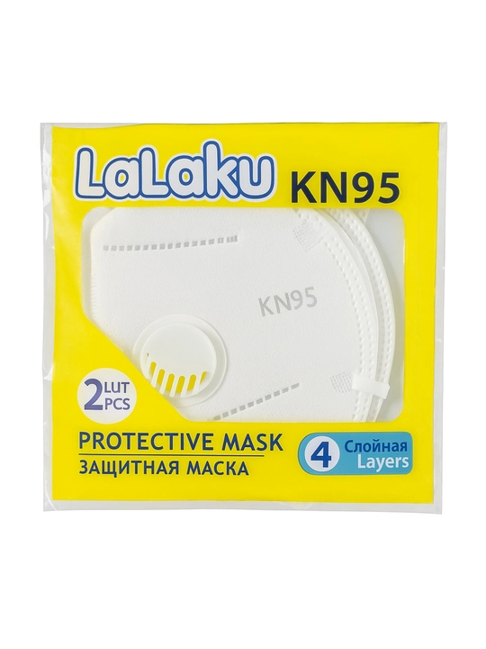 Защитная маска LaLaku KN95, Edia Medical, ECOS, с респиратором – 2 шт